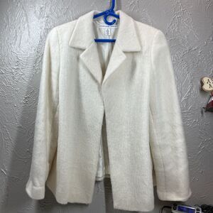 Women's Josephine Chaus Beige Open Front Wool Mohair Blazer Jacket Size 10